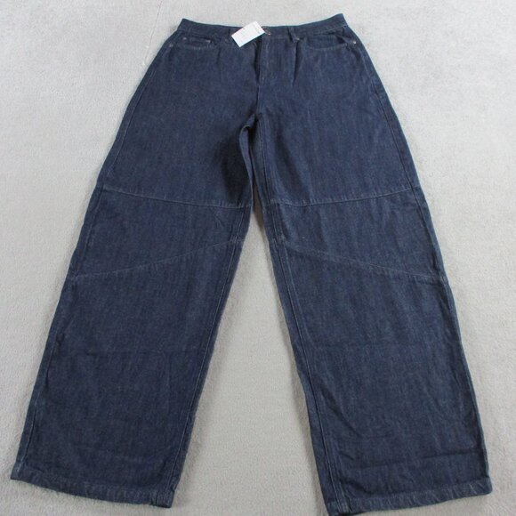 AFRM AJAX Barrel Jeans Womens 30 Blue Denim Wide Leg Dark Wash NWT NEW - Picture 2 of 13